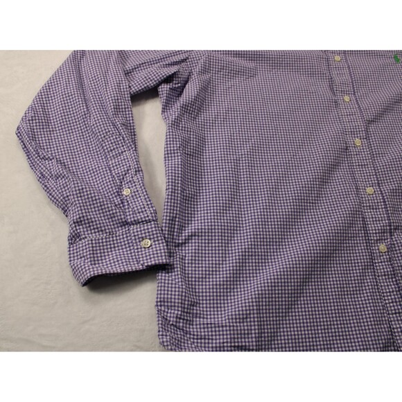 Polo Ralph Lauren Purple Gingham Check Men’s Shirt XXL Green Pony Dress Shirt - Picture 2 of 12